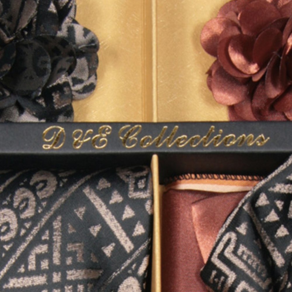 6 Piece Copper Brown Black Necktie & Bow Tie Set - Picture 6 of 6
